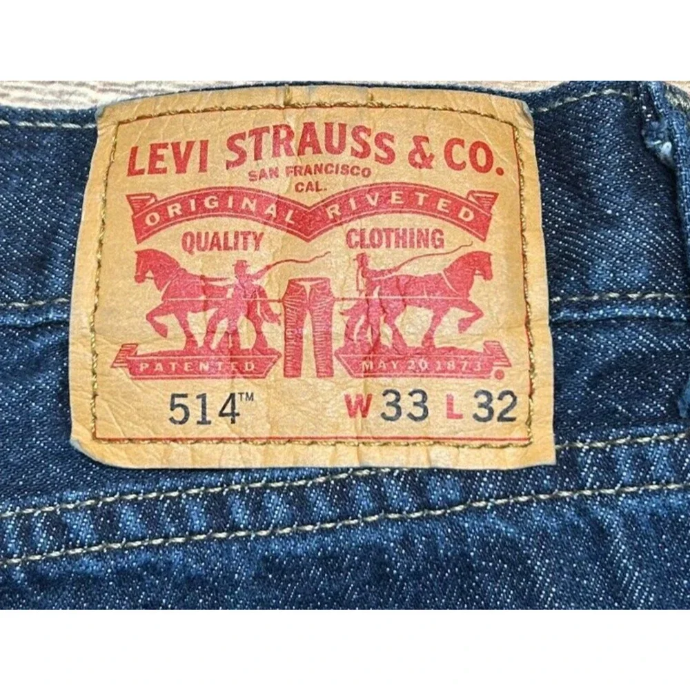 Levis 514 Jeans Mens 33X32‎ Blue Measures 32X30 Straight Leg Dark Wash